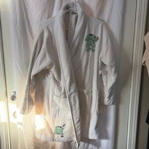 90’s Vintage Delicates Spa Frog Embroidered Terry Cloth Towel Robe w/Pockets
